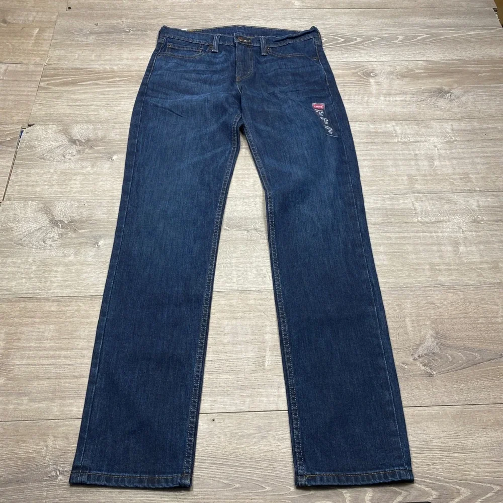 Levi 511 Slim Fit Jeans Mens 33x34 Blue Stretch Denim Casual Damaged Zipper